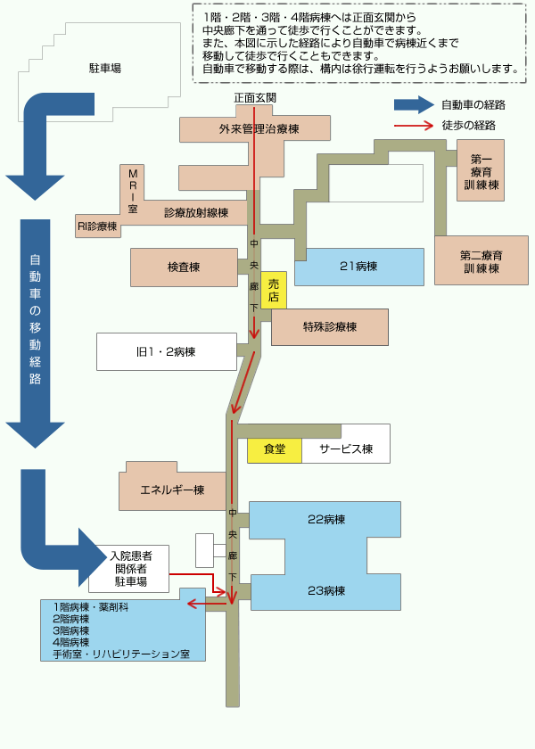 病棟への経路図